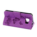 For Galaxy S7 Active Pressed Flowers Butterfly Pattern Horizontal Flip Leather Case with Holder & Card Slots & Wallet & Lanyard(Purple)