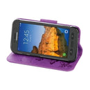 For Galaxy S7 Active Pressed Flowers Butterfly Pattern Horizontal Flip Leather Case with Holder & Card Slots & Wallet & Lanyard(Purple)