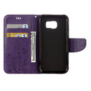 For Galaxy S7 Active Pressed Flowers Butterfly Pattern Horizontal Flip Leather Case with Holder & Card Slots & Wallet & Lanyard(Purple)