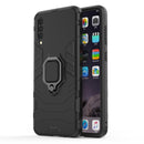 Shockproof PC + TPU Protective Case for Galaxy A50, with Magnetic Ring Holder (Black)