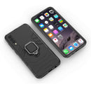 Shockproof PC + TPU Protective Case for Galaxy A50, with Magnetic Ring Holder (Black)