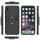 Shockproof PC + TPU Protective Case for Galaxy A50, with Magnetic Ring Holder (Black)