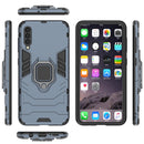Shockproof PC + TPU Protective Case for Galaxy A50, with Magnetic Ring Holder (Navy Blue)
