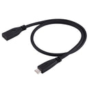 50cm USB-C / Type-C 3.1 Male to USB-C / Type-C Female Connector Adapter Cable , For Galaxy S8 & S8 + / LG G6 / Huawei P10 & P10 Plus / Oneplus 5 / Xiaomi Mi6 & Max 2 /and other Smartphones(Black)