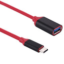 15cm Aluminum Alloy Head USB-C / Type-C 3.1 Male to USB 3.0 Female OTG Converter Adapter Cable, For Galaxy S8 & S8 + / LG G6 / Huawei P10 & P10 Plus / Oneplus 5 / Xiaomi Mi6 & Max 2 /and other Smartphones(Red)