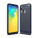Brushed Texture Carbon Fiber TPU Case for Galaxy A20e (Navy Blue)