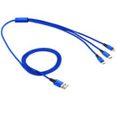 2A 1.2m 3 in 1 USB to 8 Pin & USB-C / Type-C & Micro USB Nylon Weave Charging Cable, For iPhone / iPad / Galaxy / Huawei / Xiaomi / LG / HTC / Meizu and Other Smart Phones(Blue)