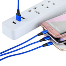 2A 1.2m 3 in 1 USB to 8 Pin & USB-C / Type-C & Micro USB Nylon Weave Charging Cable, For iPhone / iPad / Galaxy / Huawei / Xiaomi / LG / HTC / Meizu and Other Smart Phones(Blue)