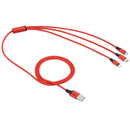 2A 1.2m 3 in 1 USB to 8 Pin & USB-C / Type-C & Micro USB Nylon Weave Charging Cable, For iPhone / iPad / Galaxy / Huawei / Xiaomi / LG / HTC / Meizu and Other Smart Phones(Red)