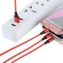 2A 1.2m 3 in 1 USB to 8 Pin & USB-C / Type-C & Micro USB Nylon Weave Charging Cable, For iPhone / iPad / Galaxy / Huawei / Xiaomi / LG / HTC / Meizu and Other Smart Phones(Red)
