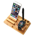 YM-UD06-1 3 in1 Bamboo Wood Charging Dock Docking Station Holder