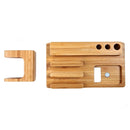 YM-UD06-1 3 in1 Bamboo Wood Charging Dock Docking Station Holder