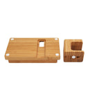 YM-UD06-1 3 in1 Bamboo Wood Charging Dock Docking Station Holder