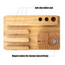 YM-UD06-1 3 in1 Bamboo Wood Charging Dock Docking Station Holder
