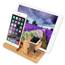 YM-UD06-1 3 in1 Bamboo Wood Charging Dock Docking Station Holder