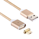 1M Woven Style 2.4A Micro USB to USB Data Sync Charging Cable Intelligent Metal Magnetism Cable, For Samsung, HTC, Sony, Huawei, Xiaomi, Meizu and other Android Devices(Gold)