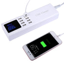 YC-CDA23 8 USB Ports 8A Travel Charger with LCD Screen and Wireless Charger, EU Plug