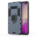 PC + TPU Shockproof Protective Case for Samsung Galaxy S10 Plus, with Magnetic Ring Holder(Navy Blue)