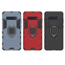 PC + TPU Shockproof Protective Case for Samsung Galaxy S10 Plus, with Magnetic Ring Holder(Navy Blue)