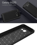 For Smasung Galaxy A3 A320 (2017) Brushed Carbon Fiber Texture Shockproof TPU Protective Case(Black)