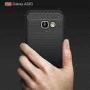 For Smasung Galaxy A3 A320 (2017) Brushed Carbon Fiber Texture Shockproof TPU Protective Case(Black)
