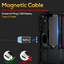 TOPK 1m 2.4A Max USB to USB-C / Type-C Nylon Braided Magnetic Charging Cable with LED Indicator(Black)