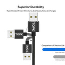 TOPK 1m 2.4A Max USB to USB-C / Type-C Nylon Braided Magnetic Charging Cable with LED Indicator(Black)