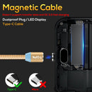 TOPK 1m 2.4A Max USB to USB-C / Type-C Nylon Braided Magnetic Charging Cable with LED Indicator(Gold)