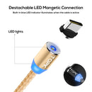 TOPK 1m 2.4A Max USB to USB-C / Type-C Nylon Braided Magnetic Charging Cable with LED Indicator(Gold)