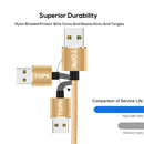 TOPK 1m 2.4A Max USB to USB-C / Type-C Nylon Braided Magnetic Charging Cable with LED Indicator(Gold)