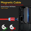 TOPK 1m 2.4A Max USB to USB-C / Type-C Nylon Braided Magnetic Charging Cable with LED Indicator(Red)