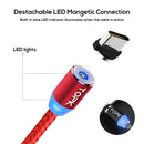 TOPK 1m 2.4A Max USB to USB-C / Type-C Nylon Braided Magnetic Charging Cable with LED Indicator(Red)