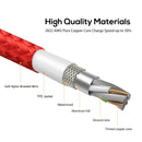 TOPK 1m 2.4A Max USB to USB-C / Type-C Nylon Braided Magnetic Charging Cable with LED Indicator(Red)