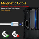 TOPK 1m 2.4A Max USB to USB-C / Type-C Nylon Braided Magnetic Charging Cable with LED Indicator(Silver)