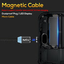 TOPK 1m 2.4A Max USB to Micro USB Nylon Braided Magnetic Charging Cable with LED Indicator(Black)
