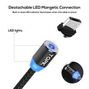TOPK 1m 2.4A Max USB to Micro USB Nylon Braided Magnetic Charging Cable with LED Indicator(Black)
