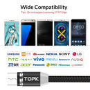 TOPK 1m 2.4A Max USB to Micro USB Nylon Braided Magnetic Charging Cable with LED Indicator(Black)