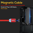 TOPK 1m 2.4A Max USB to Micro USB Nylon Braided Magnetic Charging Cable with LED Indicator(Red)