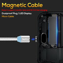 TOPK 1m 2.4A Max USB to Micro USB Nylon Braided Magnetic Charging Cable with LED Indicator(Silver)