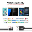 TOPK 1m 2.4A Max USB to Micro USB 90 Degree Elbow Magnetic Charging Cable with LED Indicator(Black)