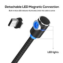 TOPK 1m 2.4A Max USB to Micro USB 90 Degree Elbow Magnetic Charging Cable with LED Indicator(Black)