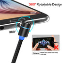 TOPK 1m 2.4A Max USB to Micro USB 90 Degree Elbow Magnetic Charging Cable with LED Indicator(Black)
