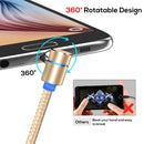 TOPK 1m 2.4A Max USB to Micro USB 90 Degree Elbow Magnetic Charging Cable with LED Indicator(Gold)