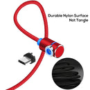 TOPK 1m 2.4A Max USB to Micro USB 90 Degree Elbow Magnetic Charging Cable with LED Indicator(Red)