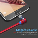 TOPK 1m 2.4A Max USB to Micro USB 90 Degree Elbow Magnetic Charging Cable with LED Indicator(Red)