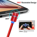 TOPK 1m 2.4A Max USB to Micro USB 90 Degree Elbow Magnetic Charging Cable with LED Indicator(Red)