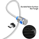 TOPK 1m 2.4A Max USB to Micro USB 90 Degree Elbow Magnetic Charging Cable with LED Indicator(Silver)