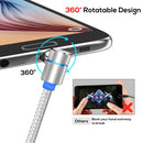 TOPK 1m 2.4A Max USB to Micro USB 90 Degree Elbow Magnetic Charging Cable with LED Indicator(Silver)