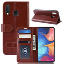R64 Texture Single Fold Horizontal Flip Leather Case for Galaxy A20e, with Holder & Card Slots & Wallet (Brown)