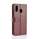 R64 Texture Single Fold Horizontal Flip Leather Case for Galaxy A20e, with Holder & Card Slots & Wallet (Brown)
